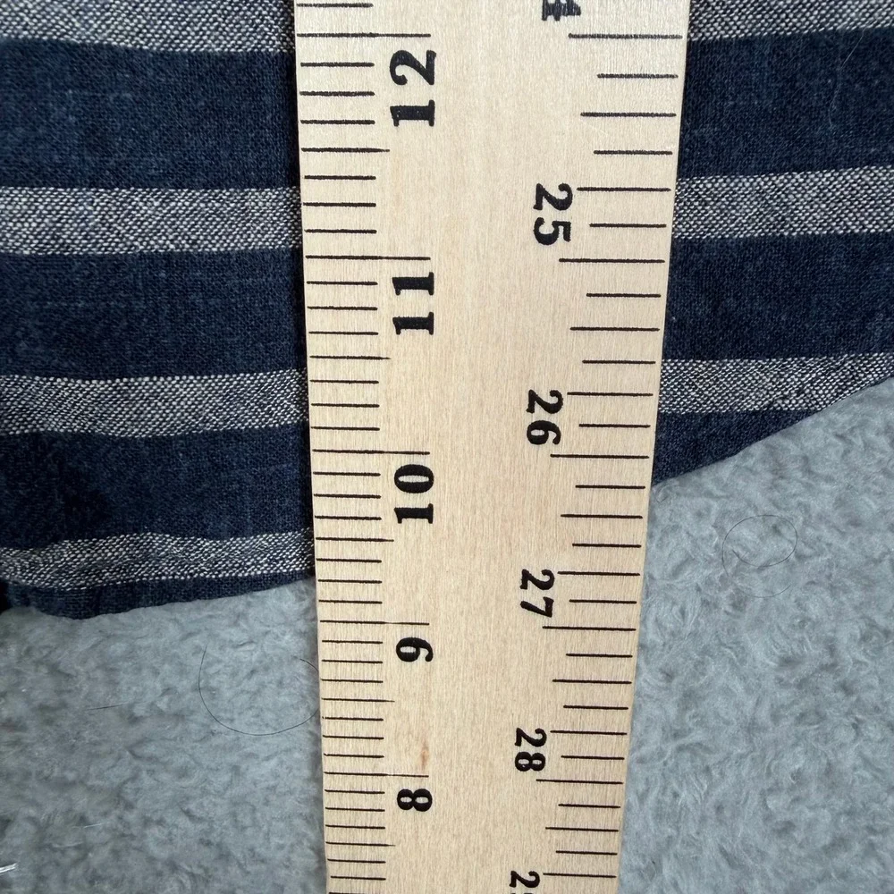 J.‎ Crew Mens Short Sleeve Striped Button Down Shirt Navy Blue Grey Small Summer